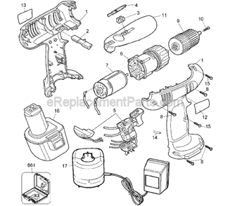 Part Location Diagram of 5100926-08 DeWALT Motor and Pinion